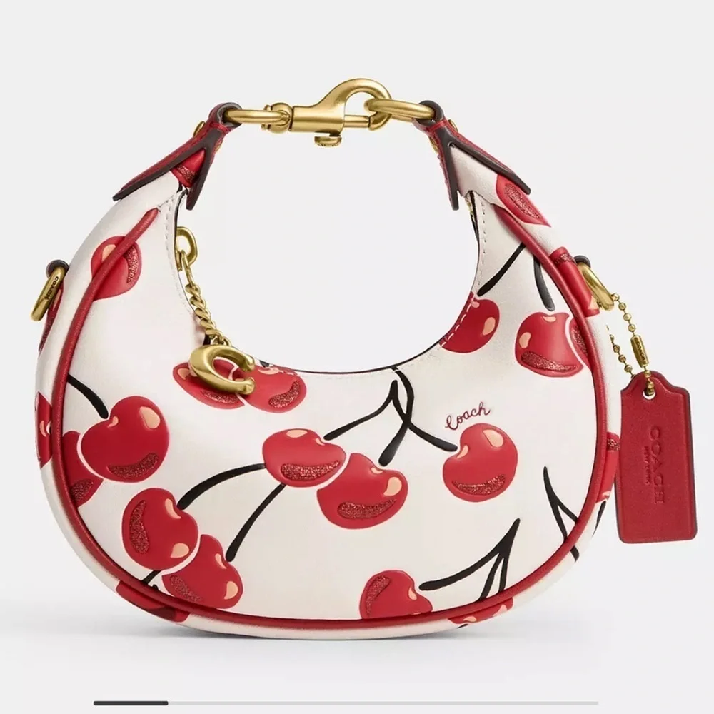 Coach Cherry Print Shoulder Bag in White and Red. #2